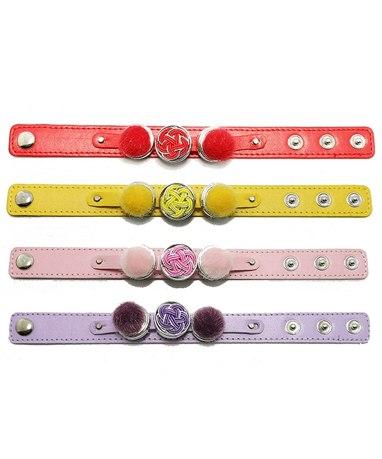 【トシ子ちゃん】着せ替えボタンブレスレット レザー×水引